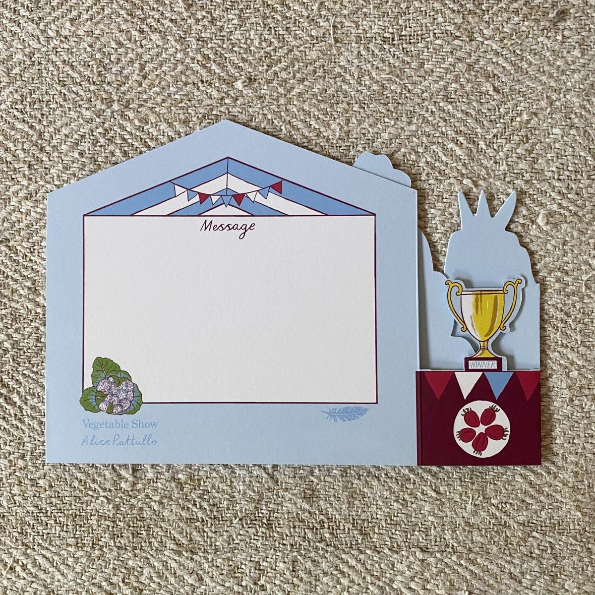 3D Card designed by Alice Pattullo depicting a man at a vegetable show