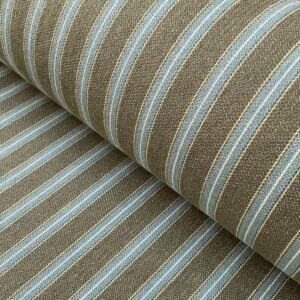 Alma Ticking Fabric in dark sage & Teal