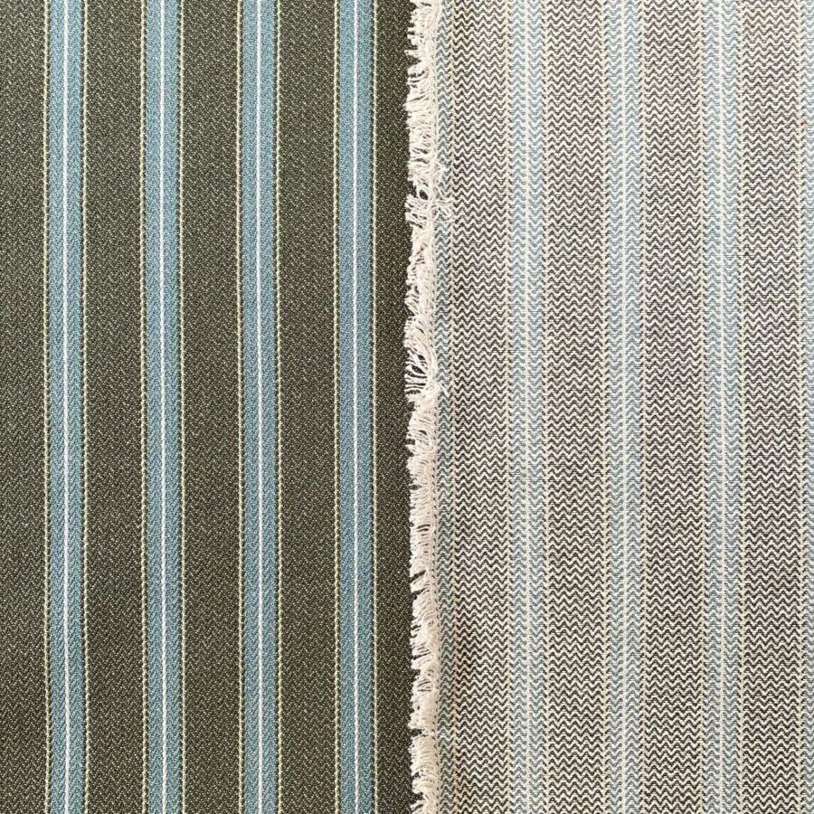 Alma Ticking Fabric in dark sage & Teal