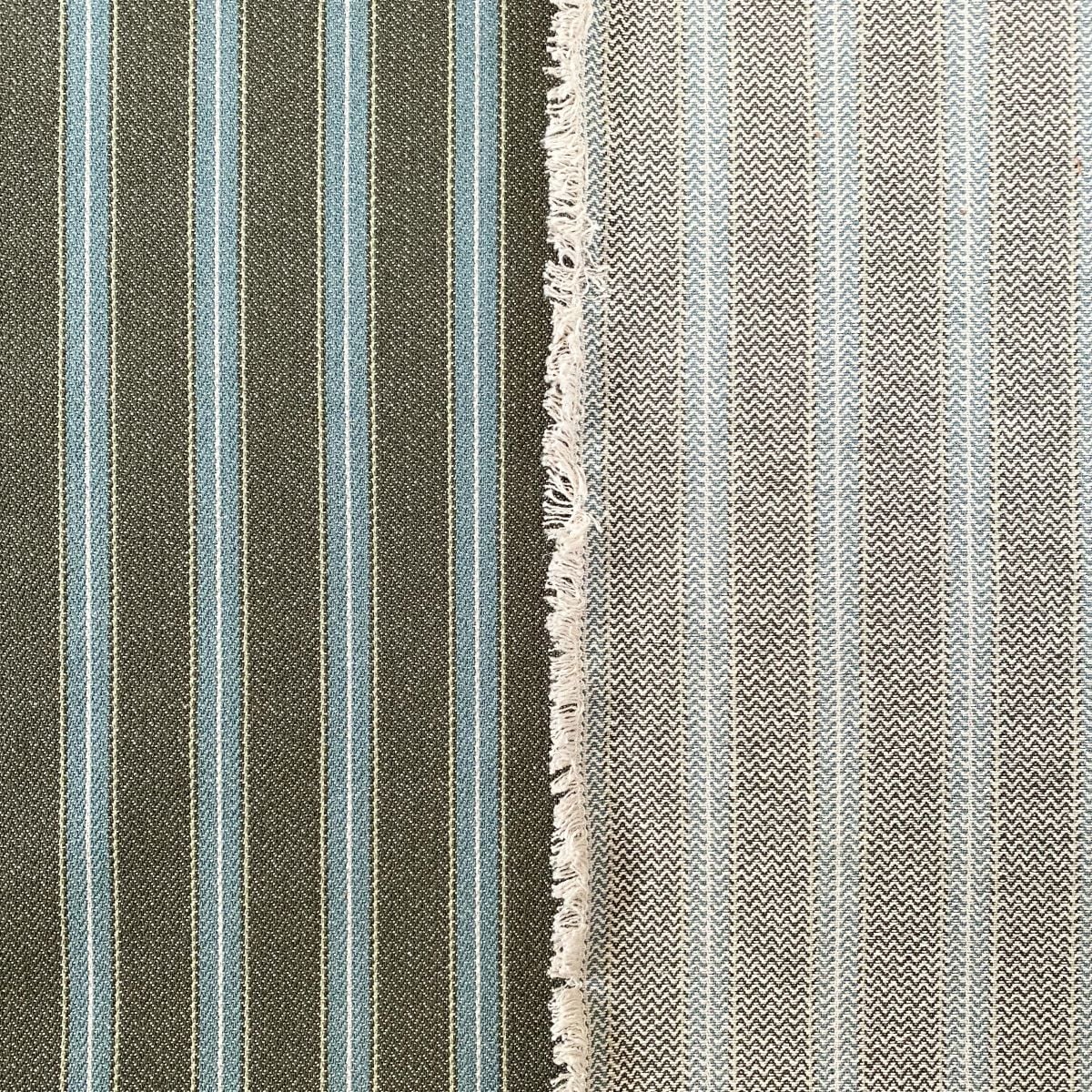 Alma Ticking Fabric in dark sage & Teal