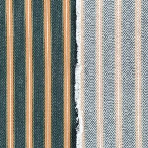 Alma Ticking Fabric in Forest Green & Brick Red