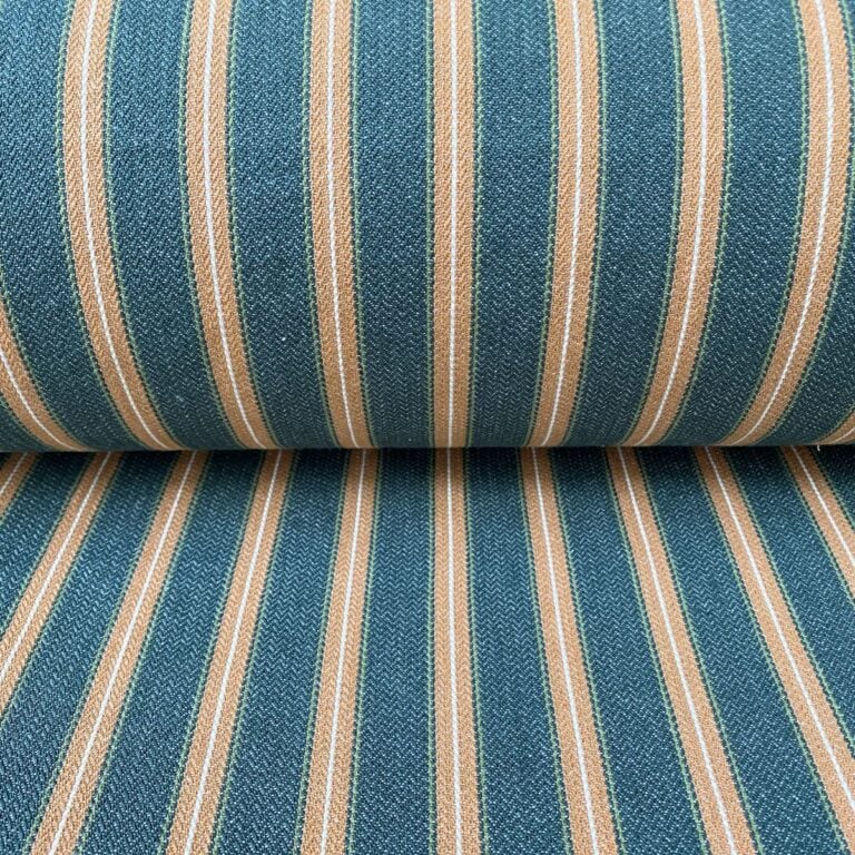Alma Ticking Fabric in Forest Green & Brick Red