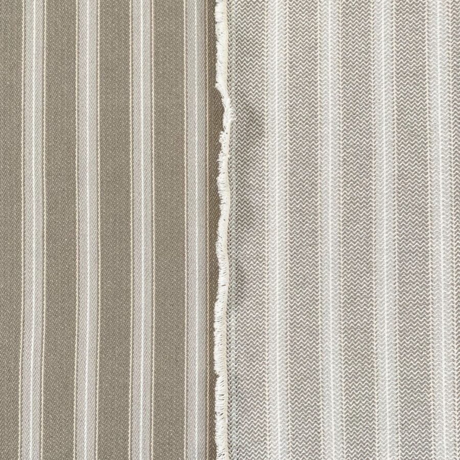 Alma Ticking Fabric in Pebble Grey & Putty