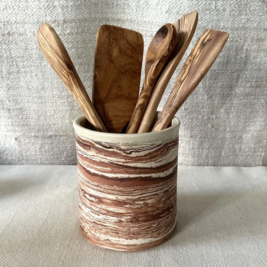 Marbled utensil jar