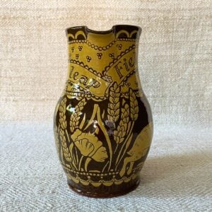 Brown & Yellow Harvest Jug by Katie Morgan with leaping hare design