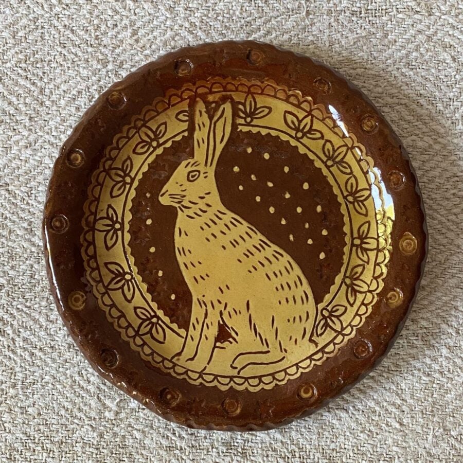 Katie B Morgan Slipware Dish Hare