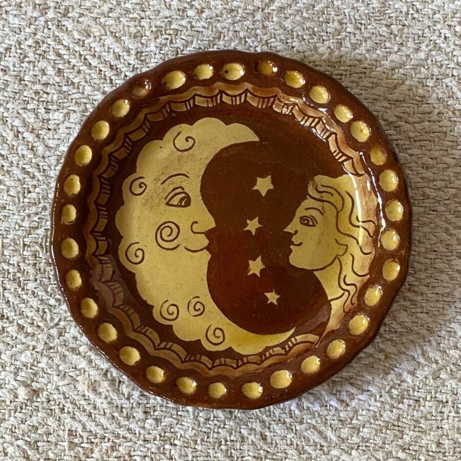 Katie B Morgan Slipware Biscuit Plates Moon Girl