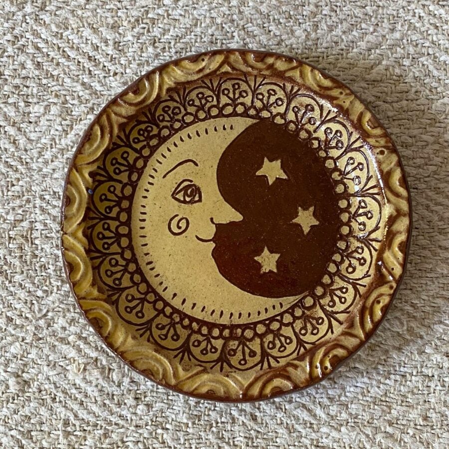 Katie B Morgan Slipware Biscuit Plates Moon Right