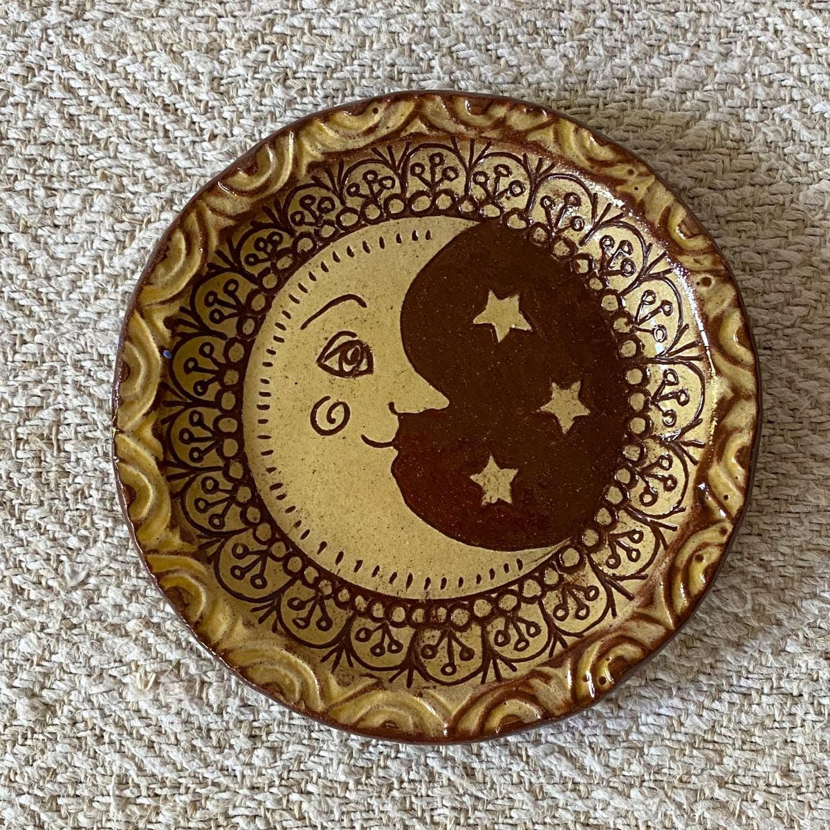 Katie B Morgan Slipware Biscuit Plates Moon Right
