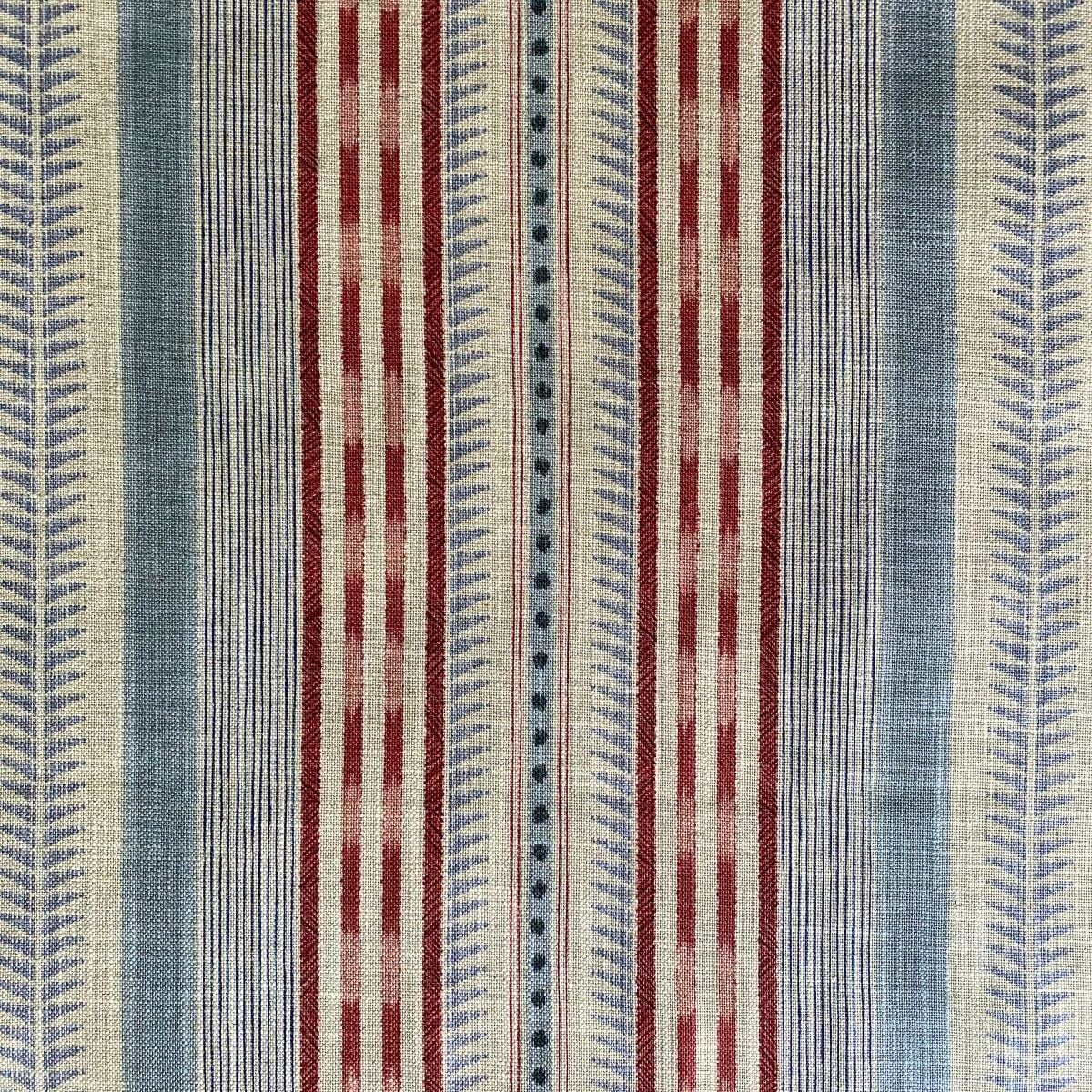 Extra Wide Caspian striped fabric in strawberry red & duckegg