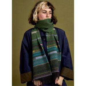 Lambswool Striped Noah Scarf Fern - Image 3