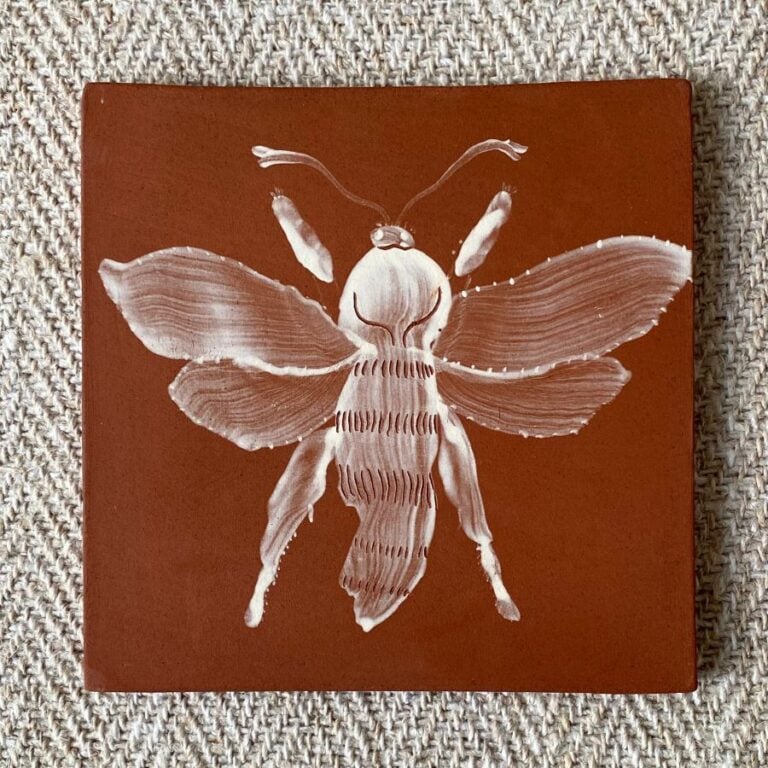 Edmund Dvaies earthenware insect tile
