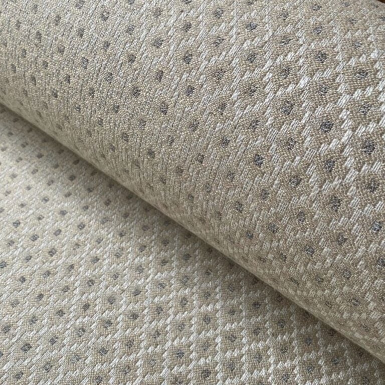Cream, diamond patterned upholstery fabric