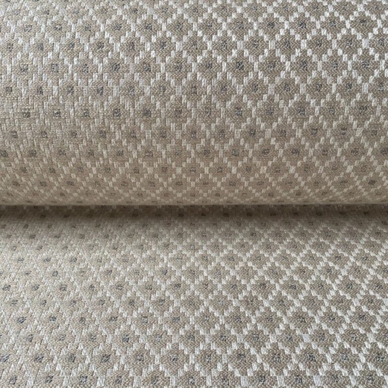 Cream, diamond patterned upholstery fabric