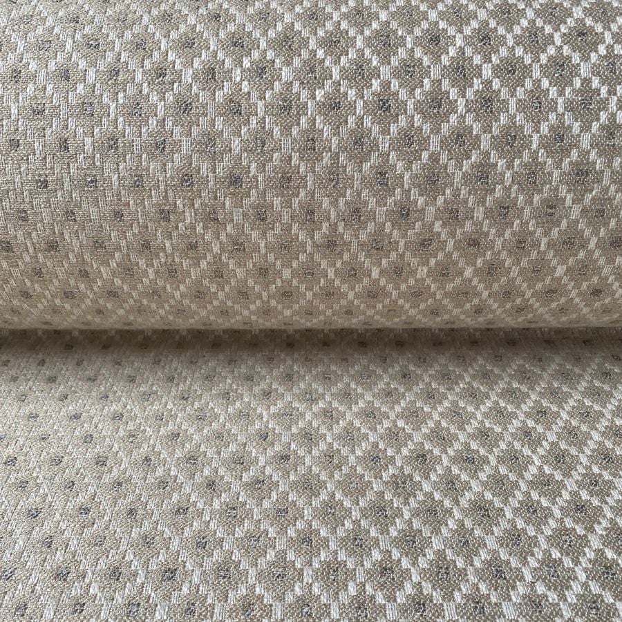Cream, diamond patterned upholstery fabric