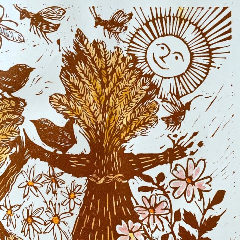 Jen Whiskerd Original Print hung on white wall