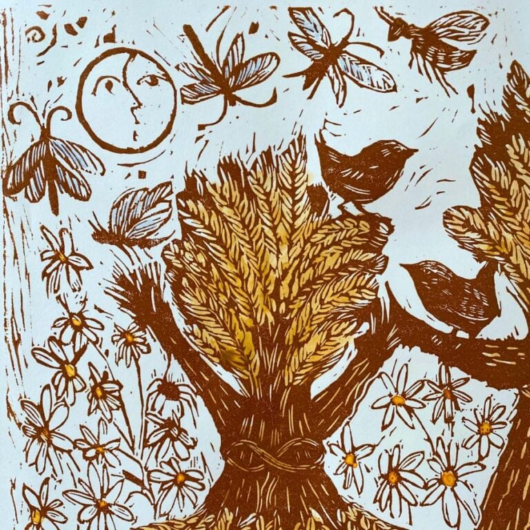 Jen Whiskerd Original Print hung on white wall