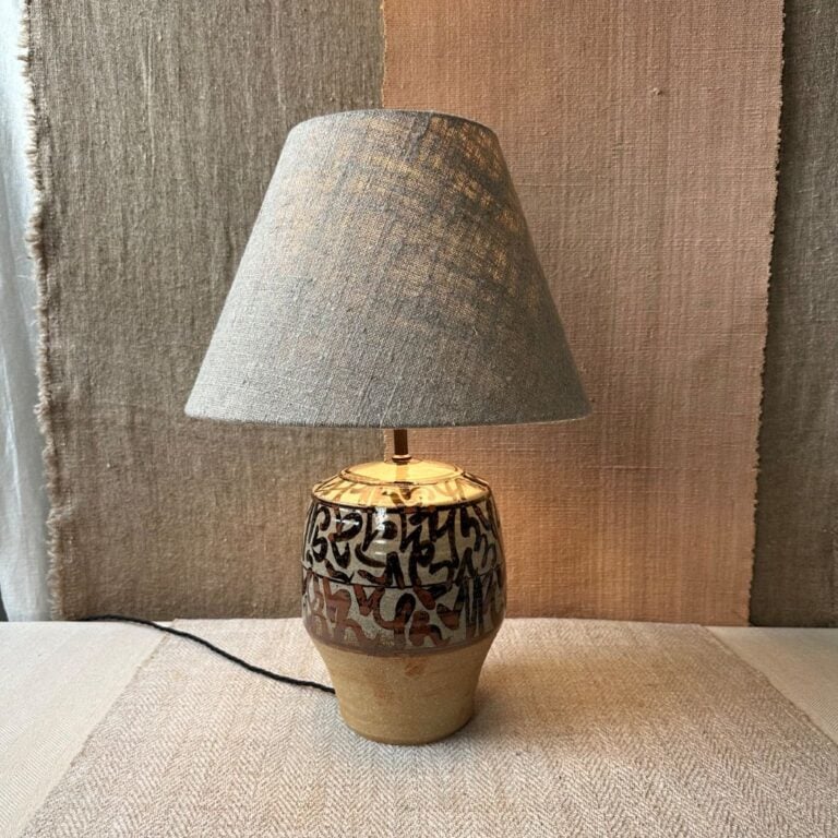 Jack Welbourne Pottery Lamp with linen shade