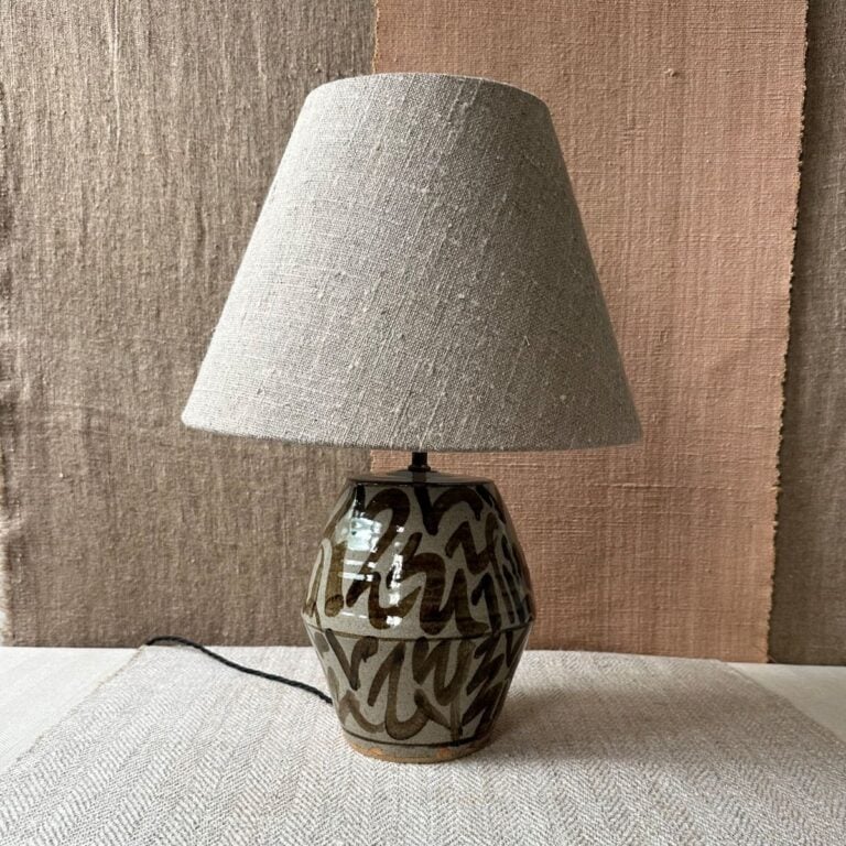 Stoneware Lamp with a linen shade