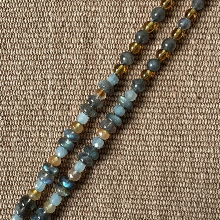 Carnelian & Aquamarine necklace with Silver Pendant M4 - Image 3