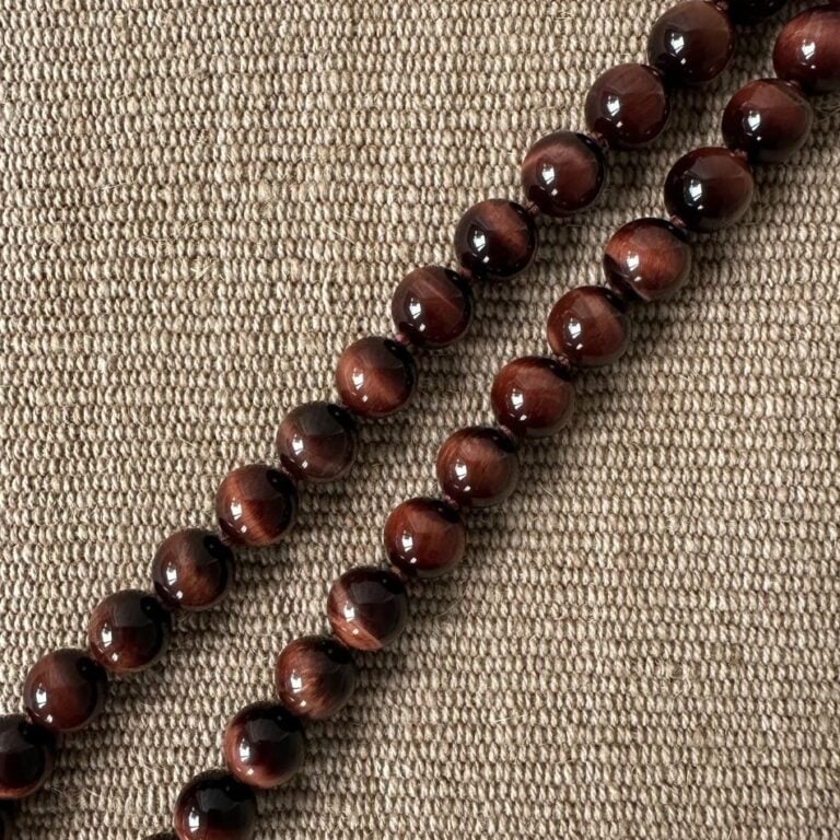 Red Tigers Eye Necklace with Silver Boss Pendant M5 - Image 4