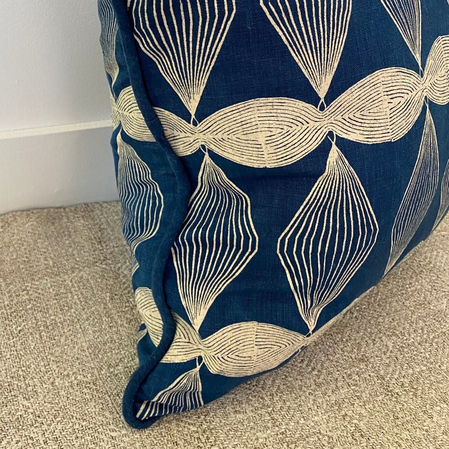 Block Printed Cushion - St Cuthman Indigo SBPC1