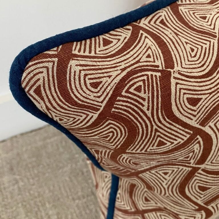 Sarah Burns Patterns block printed cushion