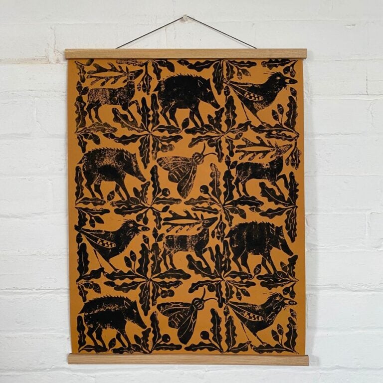 Block Printed Hanging - Beasts Orange