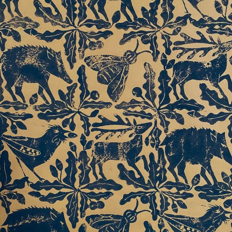 Block Printed Hanging - Beasts Orange - Image 2
