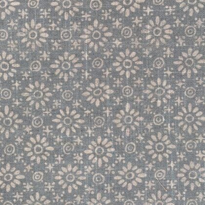 Fabric roll with sea blue, small scale daisy pattern